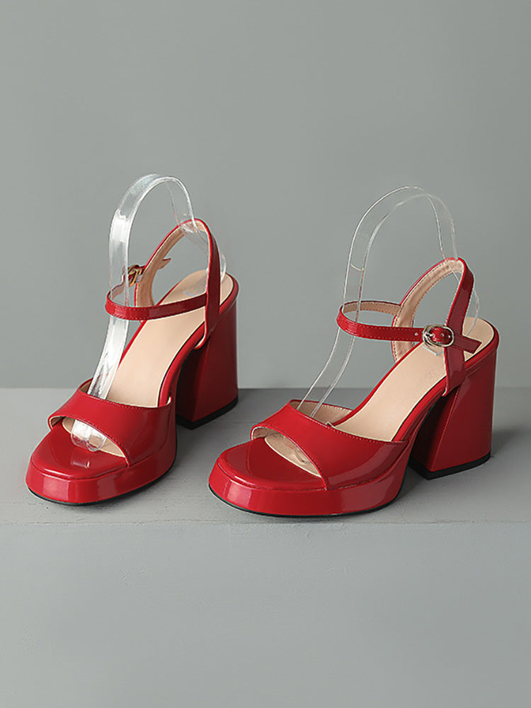 Leather Chunky Heel Sandals - Bold Muse Co