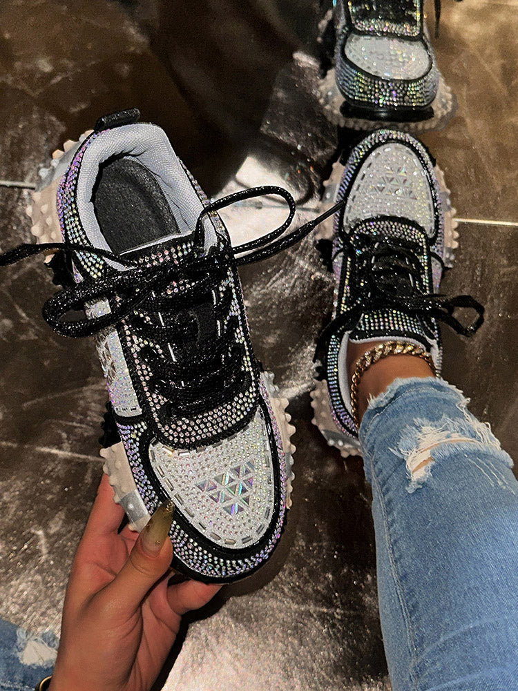 Rhinestone Thick Sole Sneakers