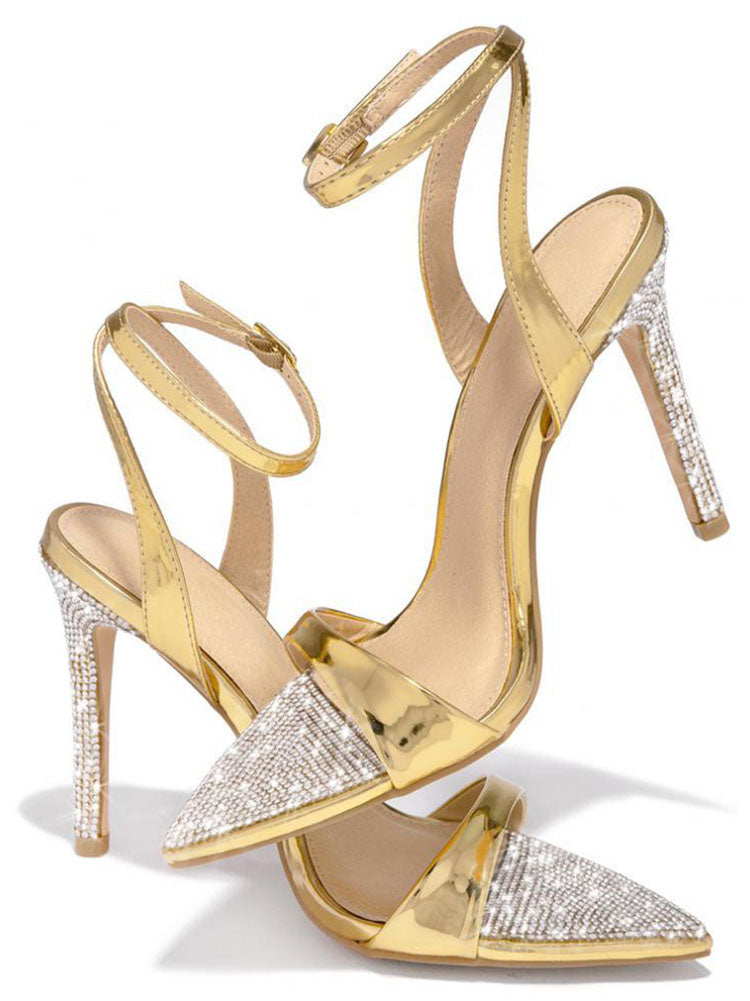 Rhinestone Pointed Toe Heels - Bold Muse Co