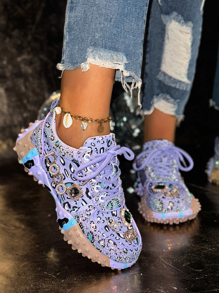 Rhinestone Thick Sole Sneakers