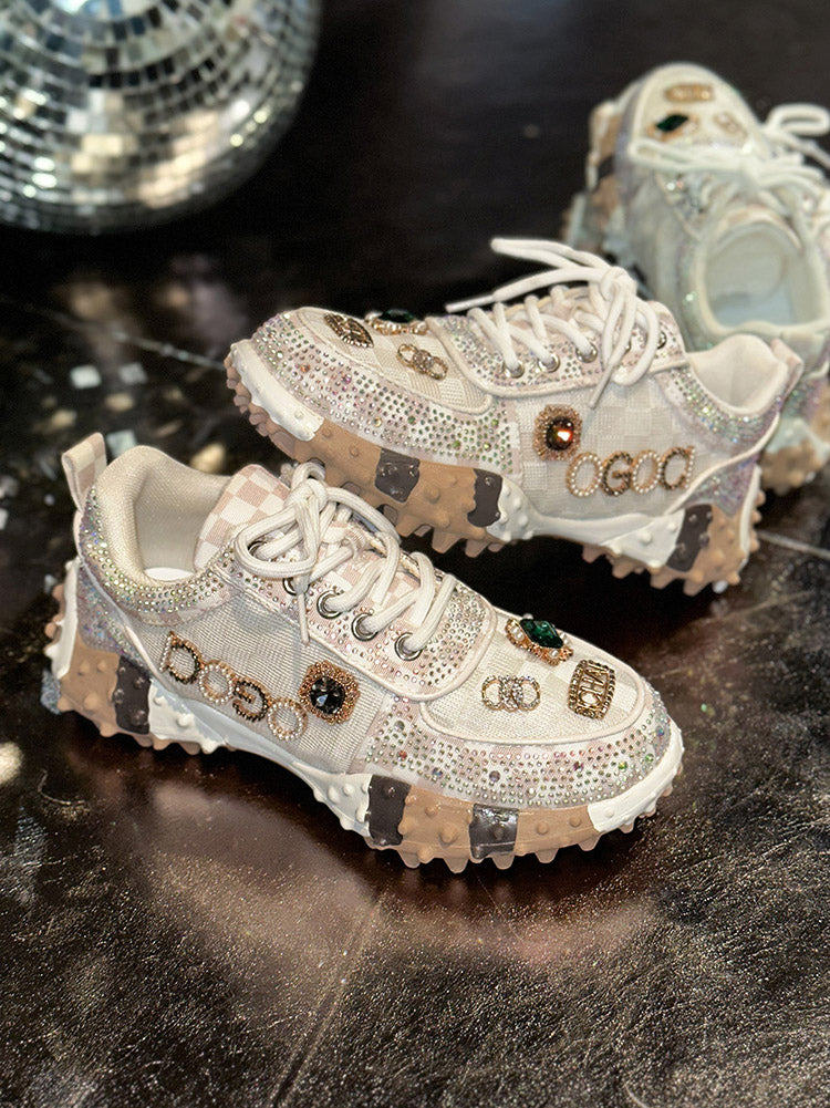 Rhinestone Thick Sole Sneakers