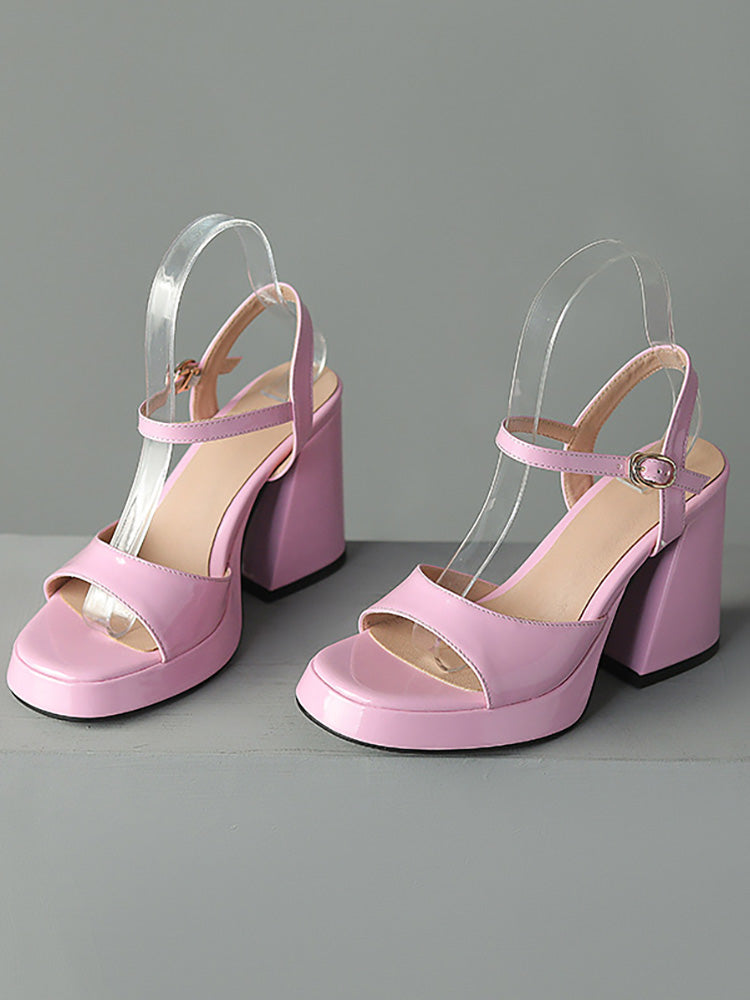 Leather Chunky Heel Sandals - Bold Muse Co