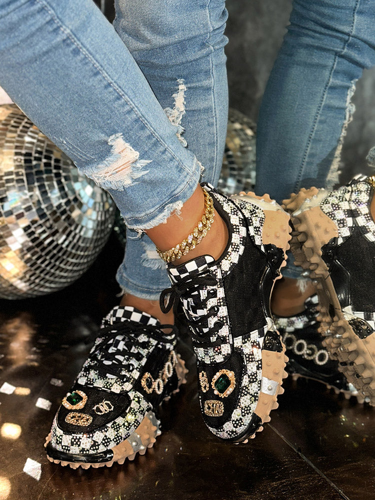 Rhinestone Thick Sole Sneakers