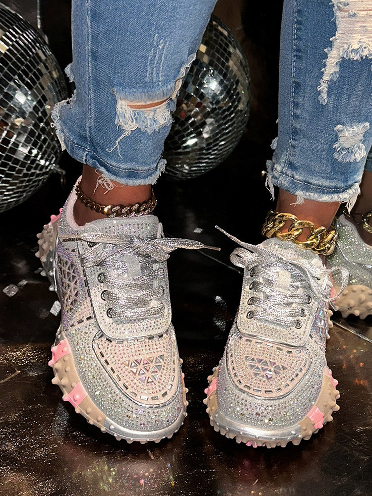 Rhinestone Thick Sole Sneakers
