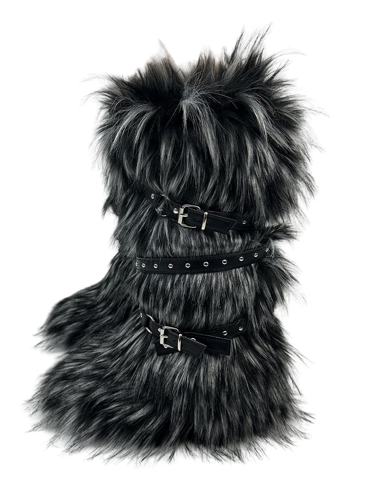 Buckle Faux Fur Boots - Bold Muse Co