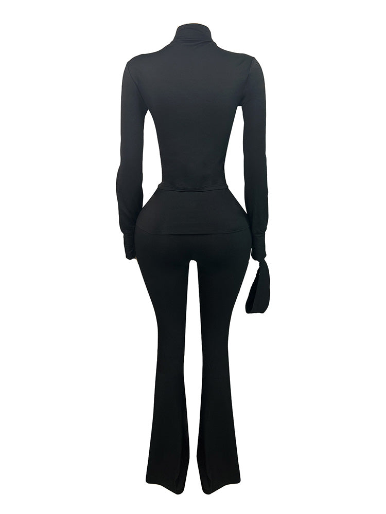 Sculpt Jacket & Flare Pants Set With Headband