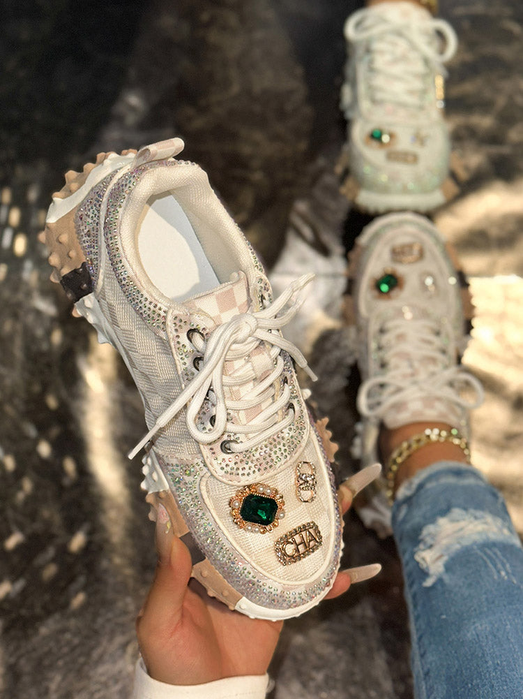 Rhinestone Thick Sole Sneakers