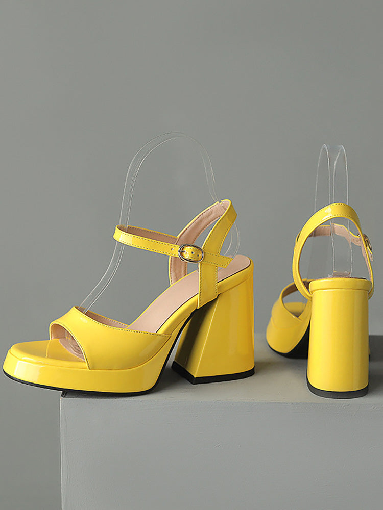 Leather Chunky Heel Sandals - Bold Muse Co