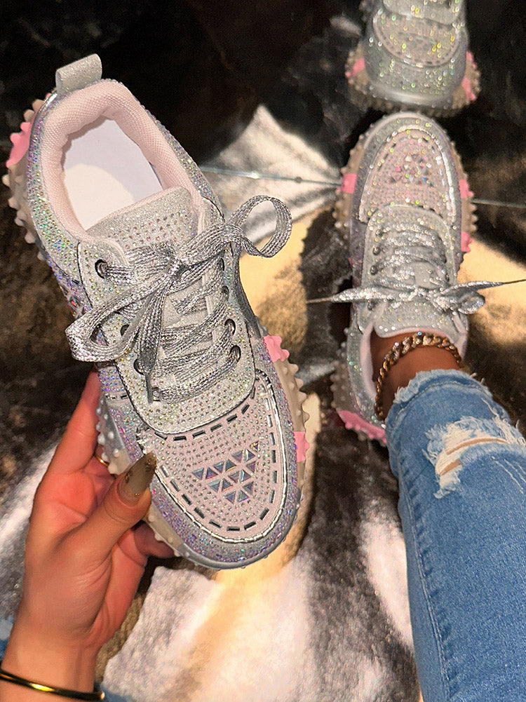Rhinestone Thick Sole Sneakers