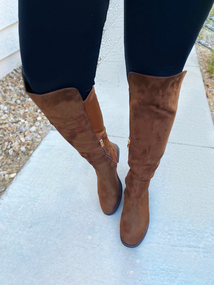 Suede Flat Over Knee Boots - Bold Muse Co