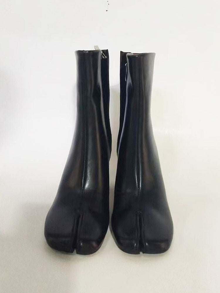 Split Toe Chunky Heel Boots - Bold Muse Co