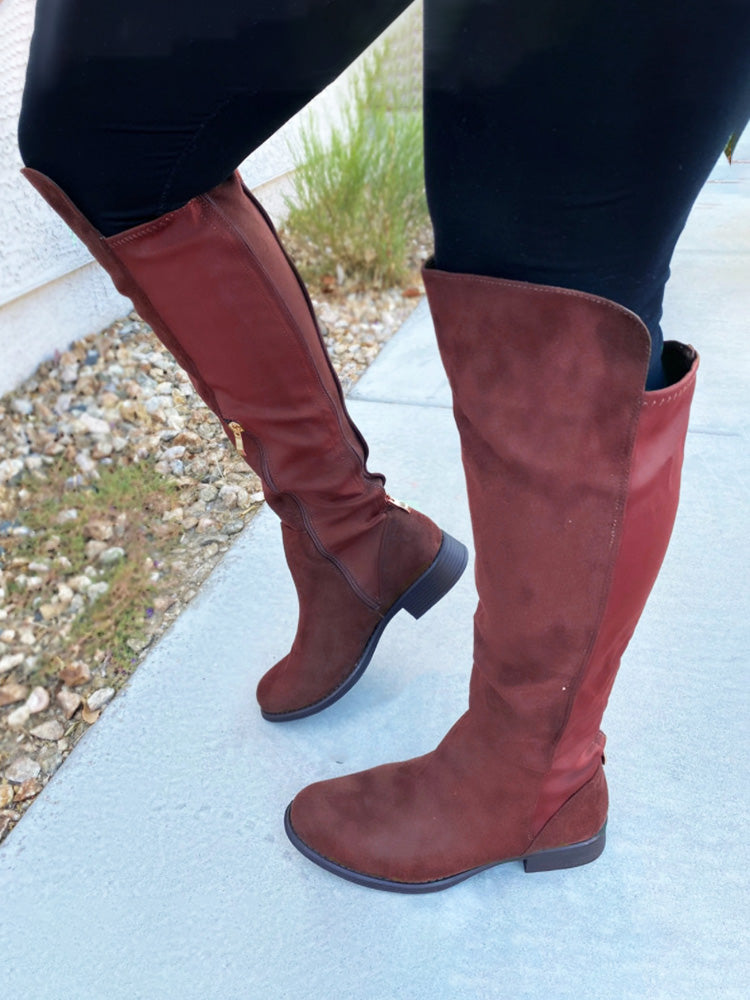 Suede Flat Over Knee Boots - Bold Muse Co