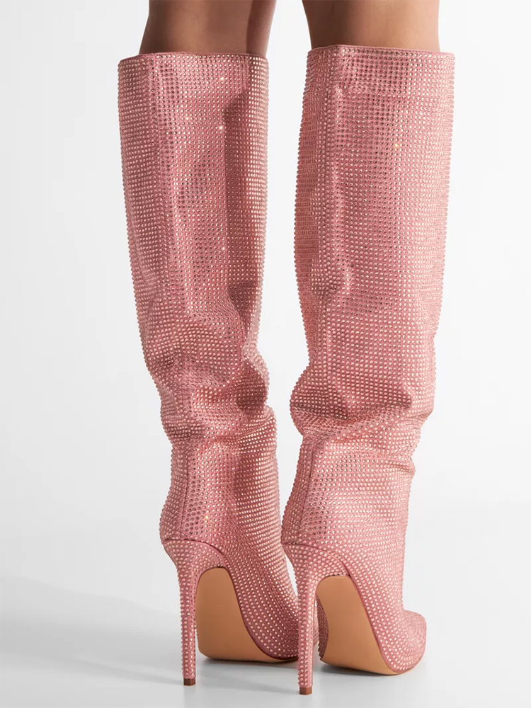 Crystal-Embellished Suede Boots - Bold Muse Co