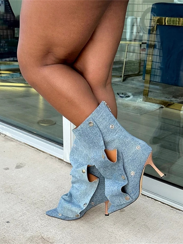 Leather Press Stud Ankle Boots - Bold Muse Co