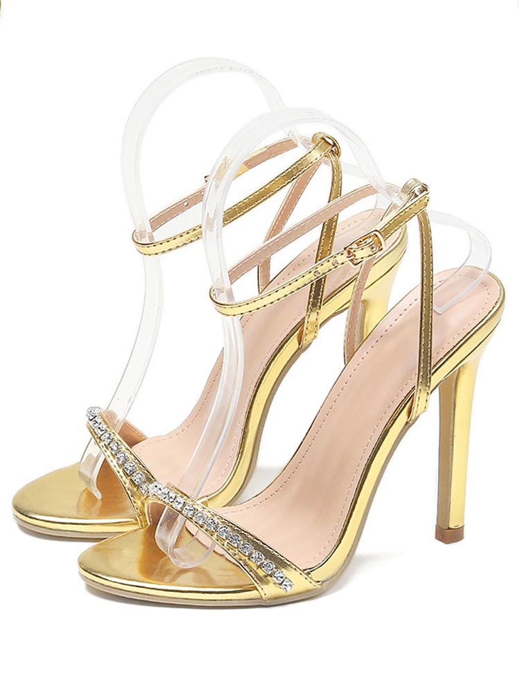 Rhinestone Ankle Strap Heels - Bold Muse Co