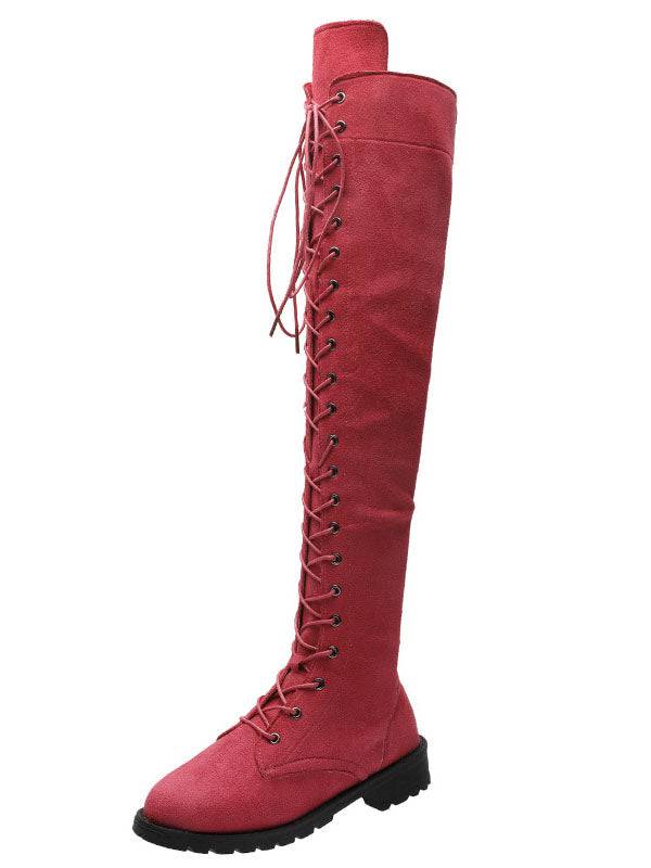 Lace Up Flat Suede Boots - Bold Muse Co