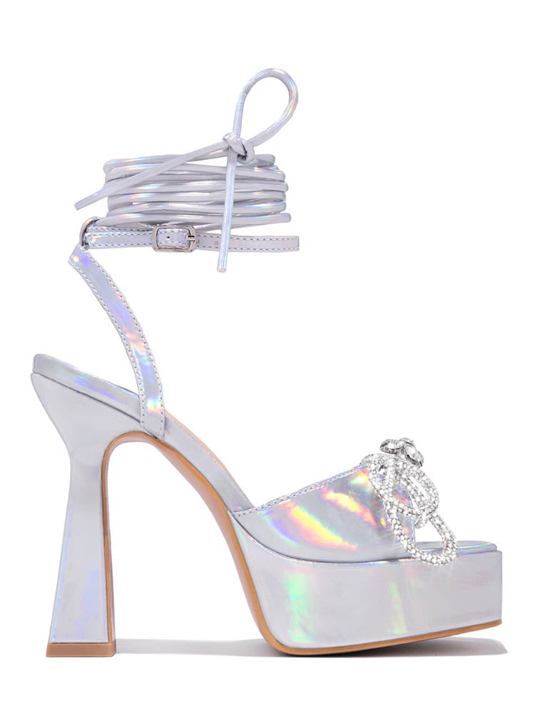 Bow Lace-up Platform Heels - Bold Muse Co