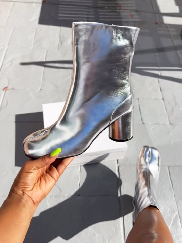 Split Toe Chunky Heel Boots - Bold Muse Co