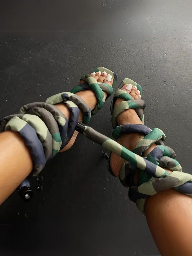 Cross Puffy Strap Heeled Sandals - Bold Muse Co