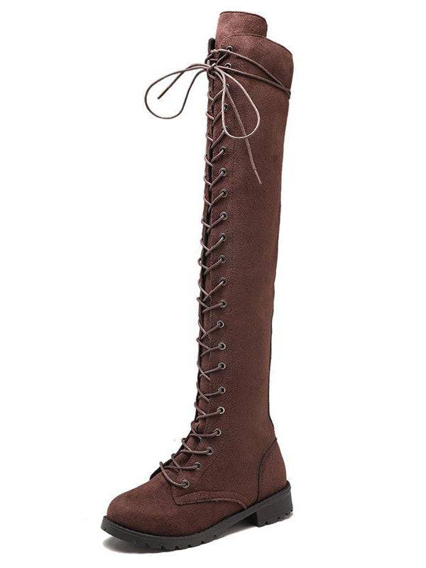 Lace Up Flat Suede Boots - Bold Muse Co