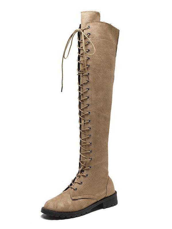 Lace Up Flat Suede Boots - Bold Muse Co