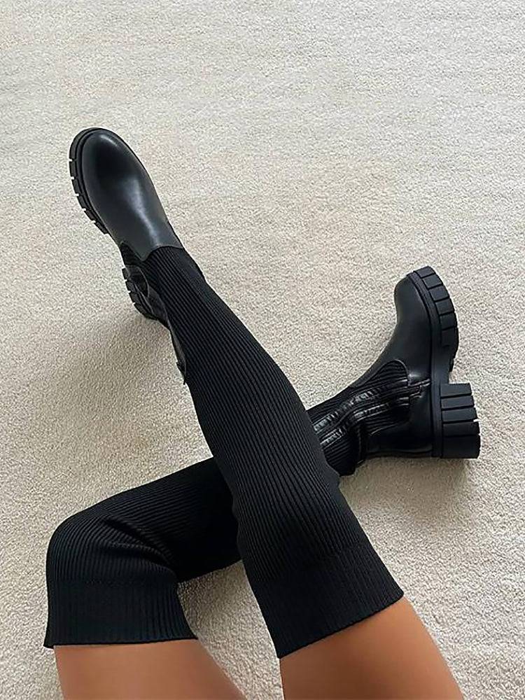 Knitted Over The Knee High Boots - Bold Muse Co