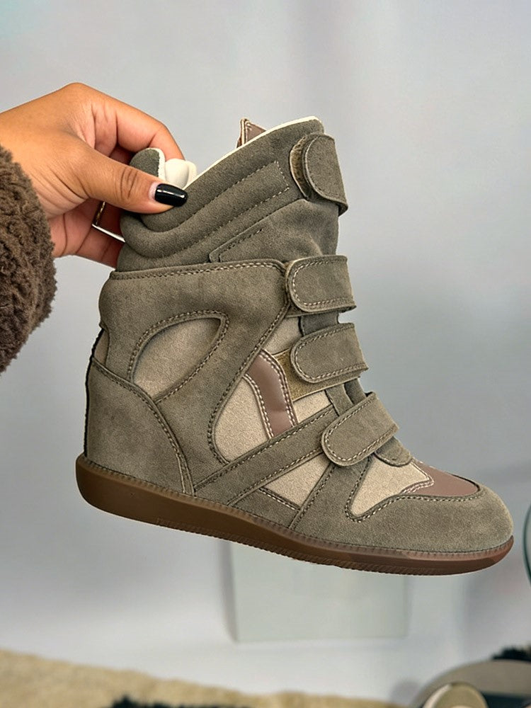 Suede Velcro Wedge Sneakers