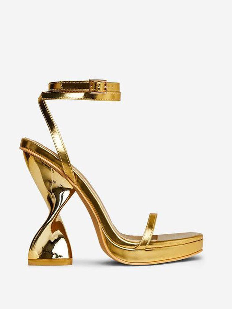 Metallic Sculptural Heel Platform - Bold Muse Co