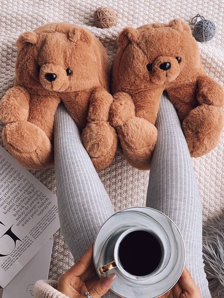 Fluffy Teddy Bear Slippers - Bold Muse Co