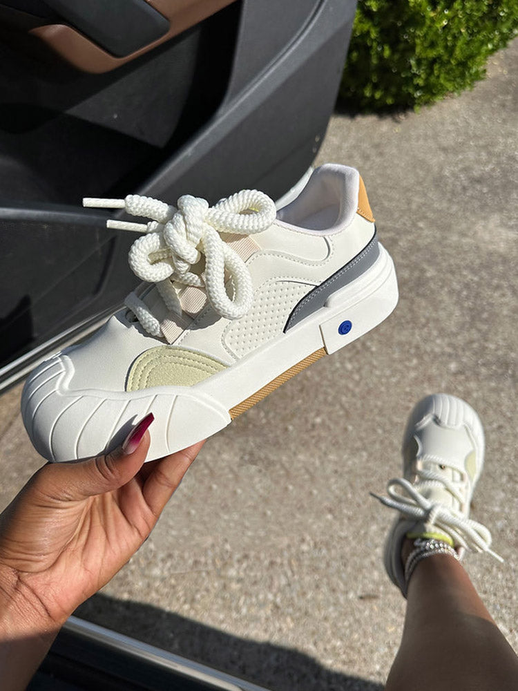 Color Contrast Rubber Toe Sneakers - Bold Muse Co