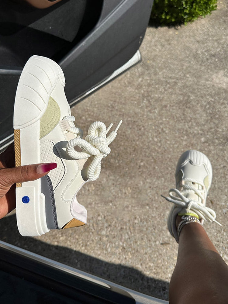 Color Contrast Rubber Toe Sneakers - Bold Muse Co