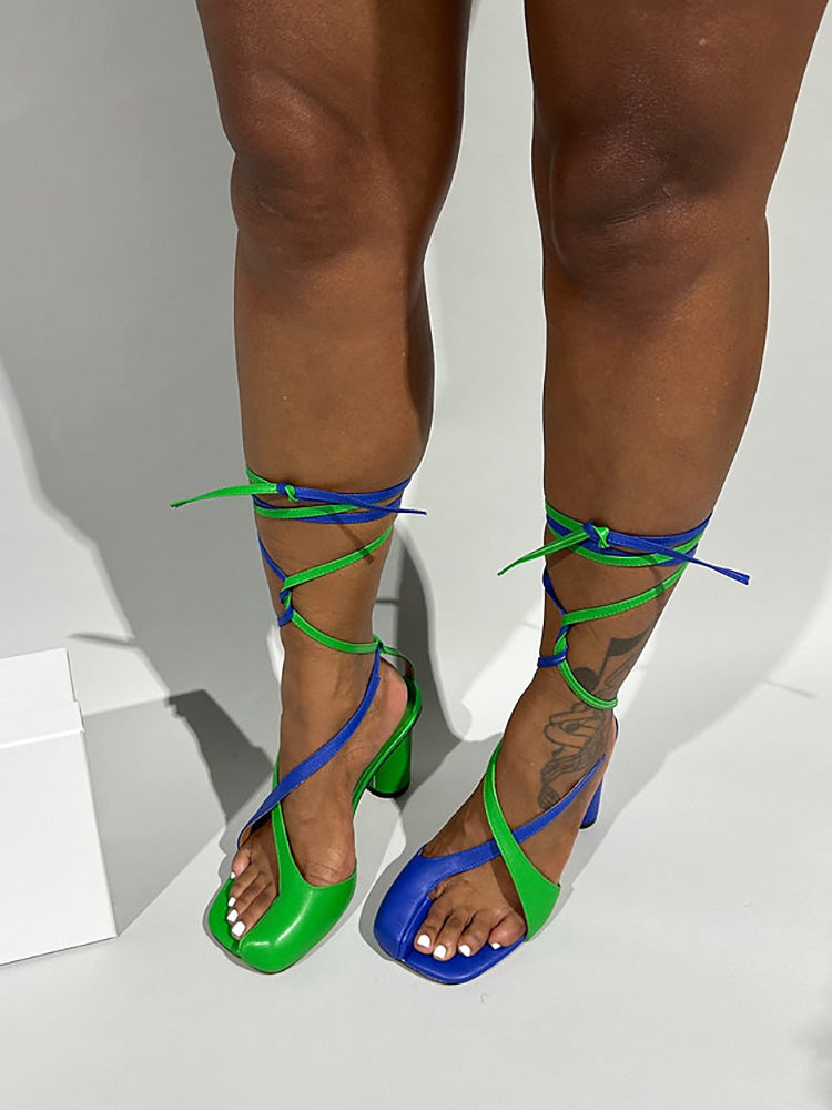 Open Toe Lace-Up Sandals - Bold Muse Co