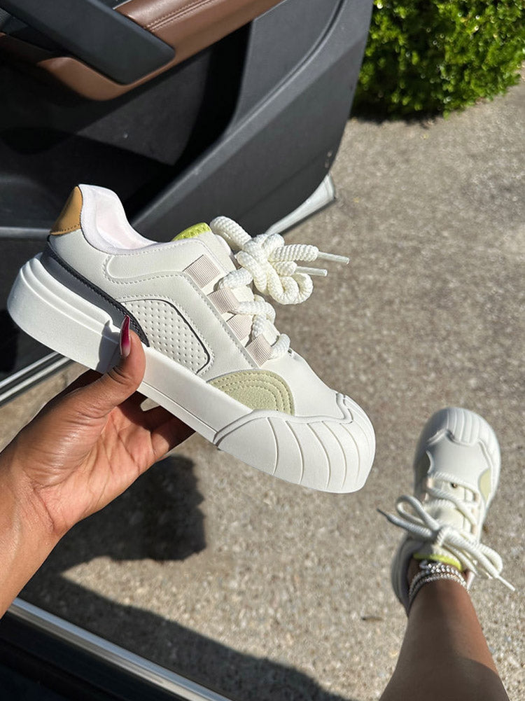 Color Contrast Rubber Toe Sneakers - Bold Muse Co