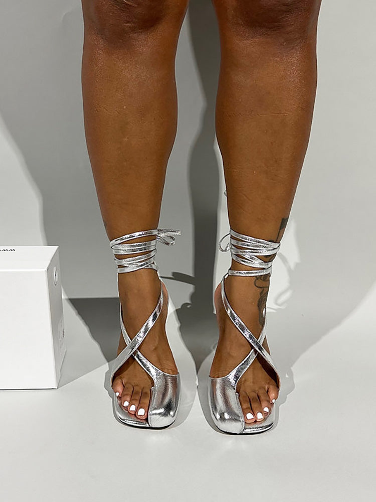 Open Toe Lace-Up Sandals - Bold Muse Co