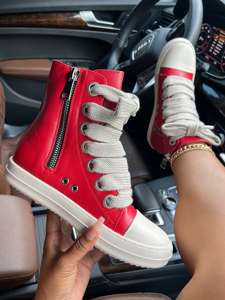PU High-Top Sneakers - Bold Muse Co