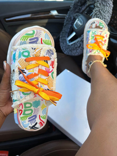 Graffiti Lace-Up Sandals - Bold Muse Co