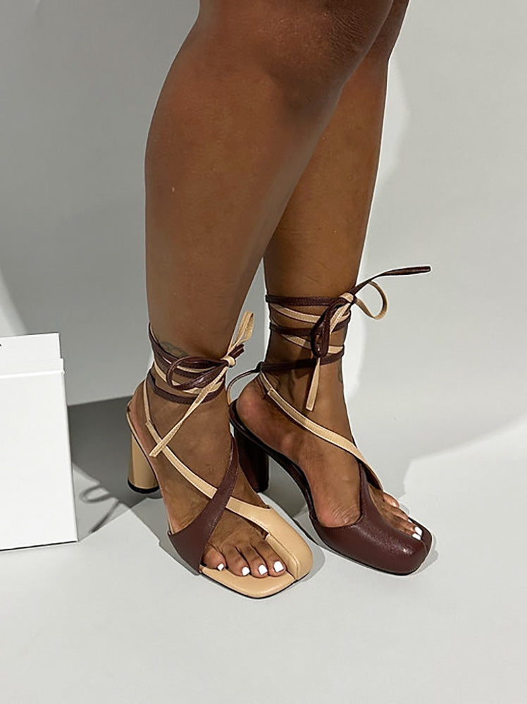 Open Toe Lace-Up Sandals - Bold Muse Co