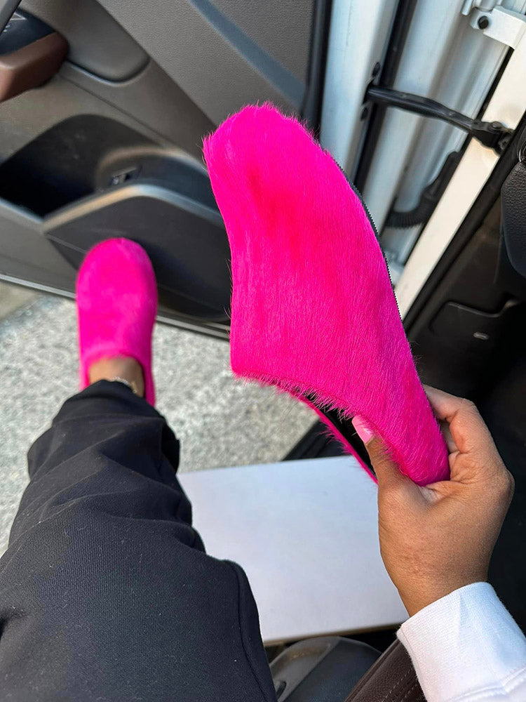 Fur Slip-On Flat Slides - Bold Muse Co