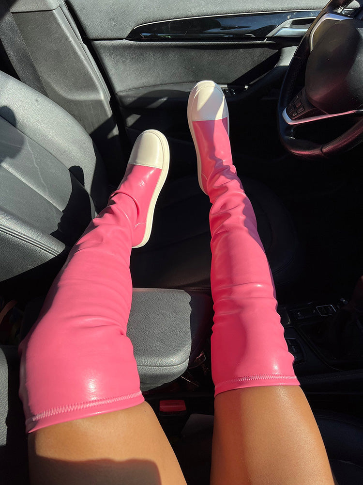 PU Leather Flat Boots - Bold Muse Co