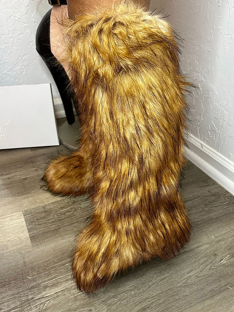 Faux Fur Statement Boots - Bold Muse Co