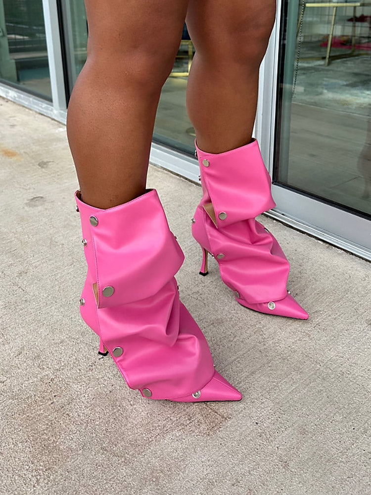 Leather Press Stud Ankle Boots - Bold Muse Co