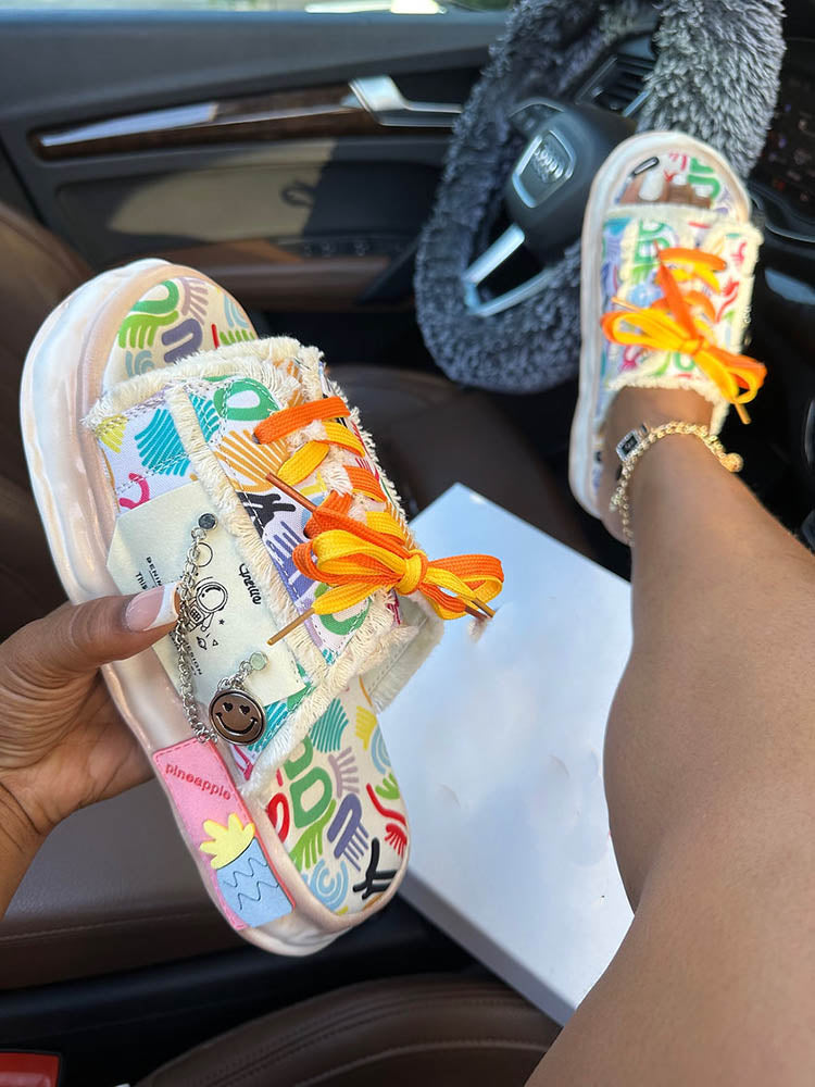 Graffiti Lace-Up Sandals - Bold Muse Co