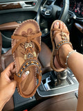 Boho Ethnic Ankle-Strap Flat Sandals