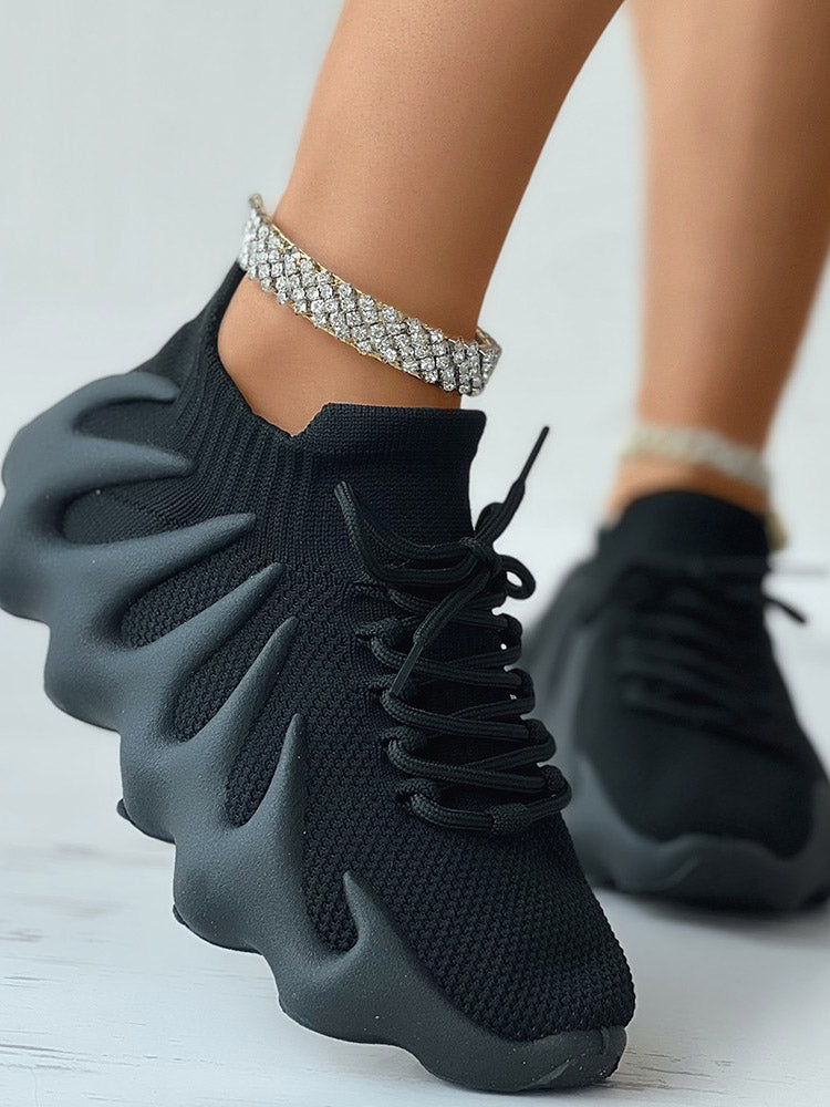 Lace-up Knit Breathable Sneakers - Bold Muse Co