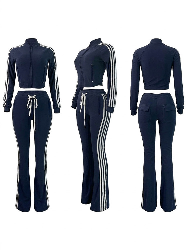 Athleisure Stripe Flare Tracksuit Set