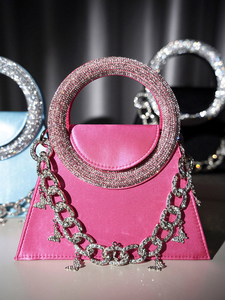 Rhinestone Handle Satin Clutch - Bold Muse Co
