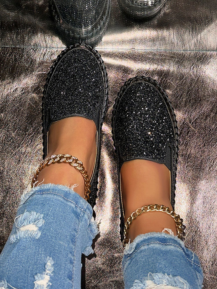 Glitter Slip-On Loafers