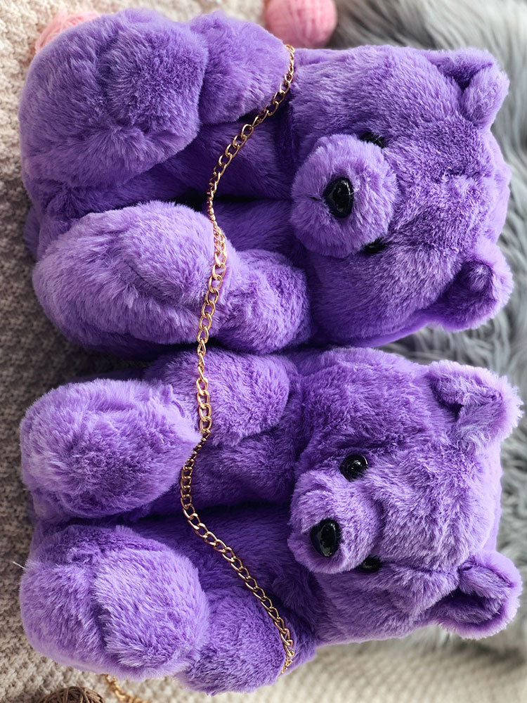 Fluffy Teddy Bear Slippers - Bold Muse Co