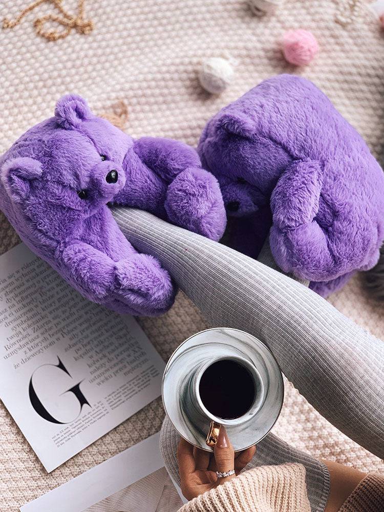 Fluffy Teddy Bear Slippers - Bold Muse Co