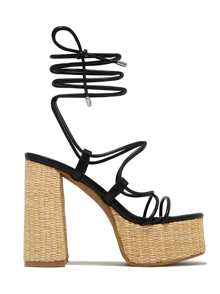 Raffia Platform Chunky Heel Sandals - Bold Muse Co